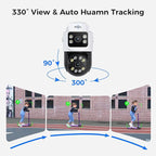 [Dual Lens+Human Tracking] Hiseeu 4K PoE Security Camera System, 4 Pcs 6MP PoE PTZ Cameras, 300°Pan 90°Tilt,Color Night Vision, Motion Detect,2 Way Audio,Smart Playback,0 Fee, 3TB HDD, 7/24 Record
