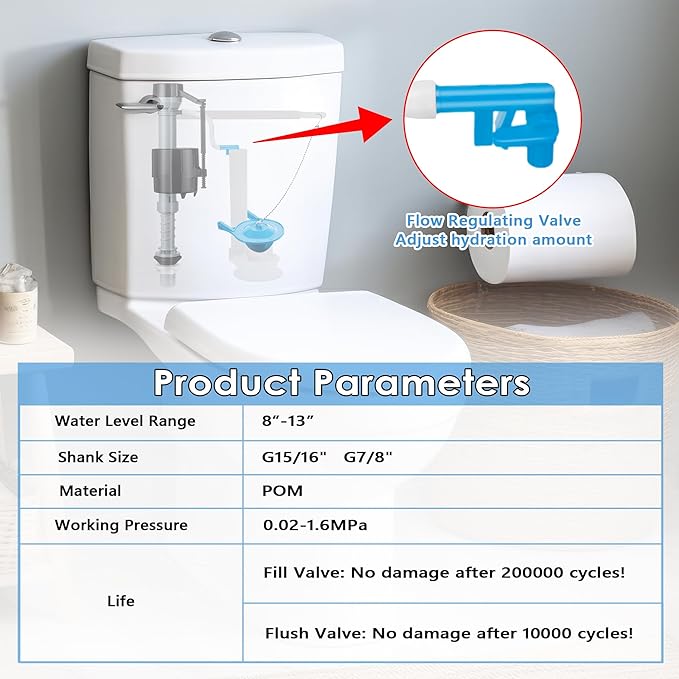 Saillong 2 Set Toilet Float Replacement Kit with 3 Inch Flapper, Universal Toilet Fill Valve Height Adjustabletoilet Tank Replacement Kit, Flush Valve Quiet and Easy to Install