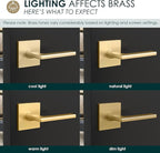 Mega Handles - Prime Entrance Handle, Entry Lever Door Handle, Heavy Duty Square Locking Lever Set for Left or Right-Handed Doors, Interior/Exterior Door Levers - Satin Brass