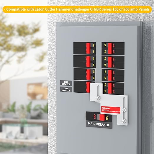 Generator Interlock Kit Compatible with Eaton Cutler Hammer Challenger BR-200 150 and 200 AMP Panel, Interlock Kit 1 1/4 to 1 1/2 Inch Spacing Between Main and Branch Breaker