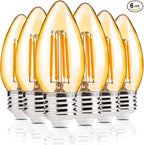 ALAMPEVER LED Chandelier Light Bulbs 40 Watt, B11 Candelabra LED Light Bulb, Dimmable E26 Led Bulbs 2200K Warm White, Amber Glass, 330LM, 6 Pack