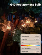 Abeja G40 Replacement Light Bulbs, 5W Clear Globe Bulb fits E12/ C7 Candelabra Screw Base Sockets, 1.5 Inch Clear Light Bulbs for Indoor Outdoor Patio Decor, 25Pack