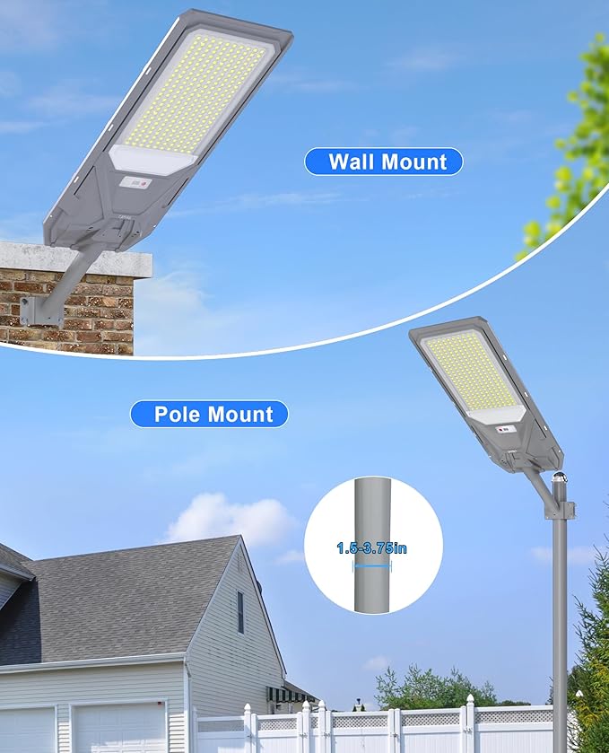 JAYNLT X-12000W Solar Street Lights,6500K Commercial Parking Lot Light Dusk to Dawn,IP68 Waterproof Flood Security Street Lights Motion Sensor for PlayCourt,Farm