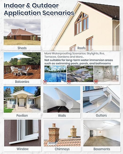 Transparent Waterproof Coating, TUFINEIN 1.32 Gallon Invisible Waterproof Agent Indoor & Outdoor Sealant Water-Based Clear Sealant Roofs, Walls, Garden, Terraces