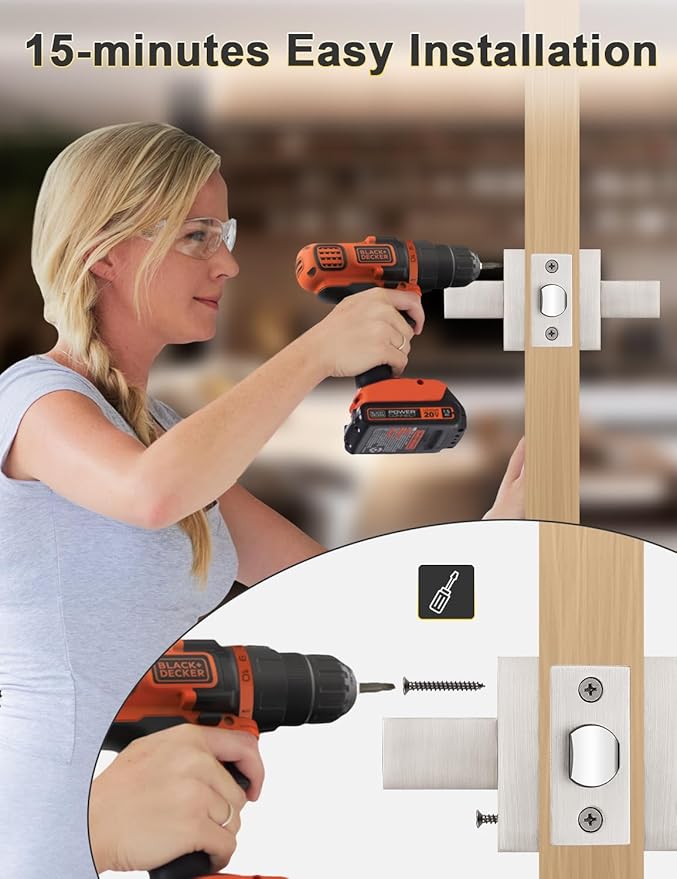 5 Pack Brushed Nickel Passage Door Levers Interior Door Handles, Heavy Duty Closet Hallway Door Handle Sets