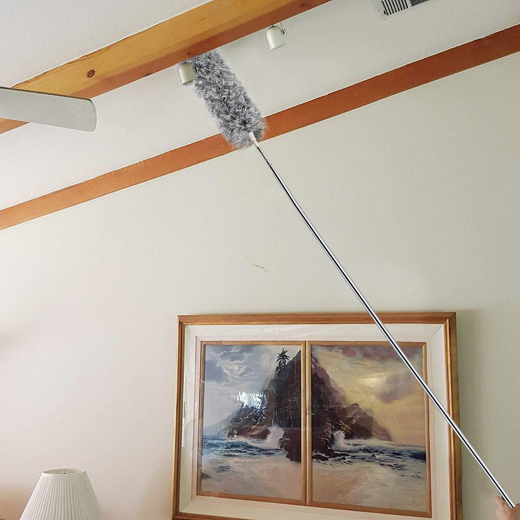 Microfiber Ceiling Fan Cleaner with 30–100" Telescopic Pole – Extendable Duster for High Ceilings and Fans, Bendable Washable Head, Reusable Cleaning Tool for Furniture, Cars, Keyboard