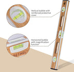 BETHEL 24-inch Bamboo Level, Mortar Adhesion Resistant Light Level, with Double Curved Acrylic Leveling Tubes for Masonry Applications and General Leveling