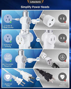 Light Socket to Plug Adapter, 2-Pack Pull Chain 2/3 Prong Light Socket Adapter E26/E27 Light Bulb Outlet Socket Polarized Plug Converter for Garages, Living Rooms, hallways, and More