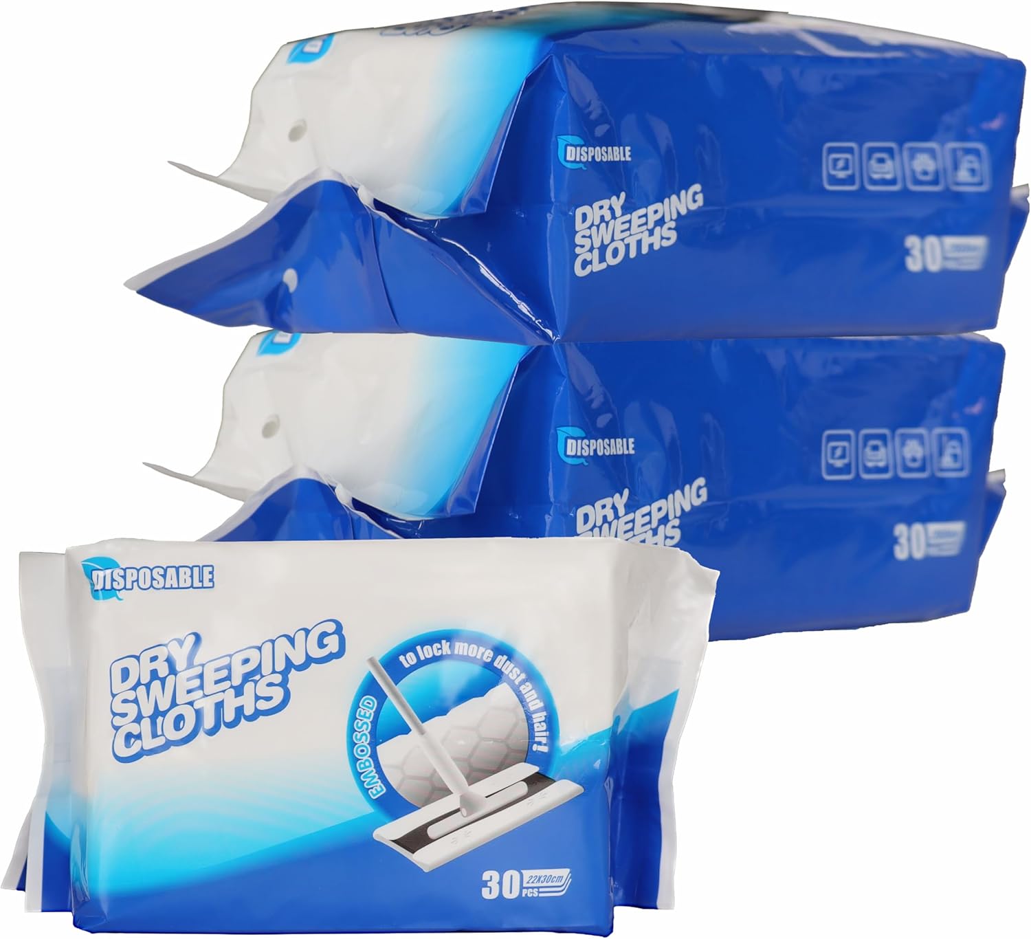 KMAKII Dry Sweeping Cloths - 90 Counts, Electrostatic, Non-Woven, White, 11.81x8.66 Inch, Disposable, Dry Mop Refills for Floor Mopping and Cleaning