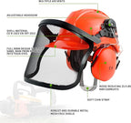 Chainsaw Helmet with Face and Ear Muffs, Forestry Safety Helmet for Mowing, Trimming, Yard Work, Landscaping, Construction and Weed Whacking