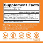 Doctor's Best High Absorption CoQ10 with BioPerine, Heart Health and Energy Production, Naturally Fermented, Non-GMO, Gluten & Soy Free, Vegan, 200 mg, Veggie Caps