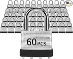 Padlocks with Same Key, LQYN 60 Pcs Laminated Keyed Padlock (1-9/16", 40mm), Keyed Alike Locks, Normal Shackle, for Storage Locker, Hasp Latch, Toolbox, Sheds