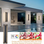 tewei 23.6 Inch Modern Outdoor Wall Sconce, Long Black LED Exterior Lighting Fixtures, Modern Large Outdoor Front Porch Lights Outside Wall Mount Lights for House, Warm White 3000K, 2 Pack