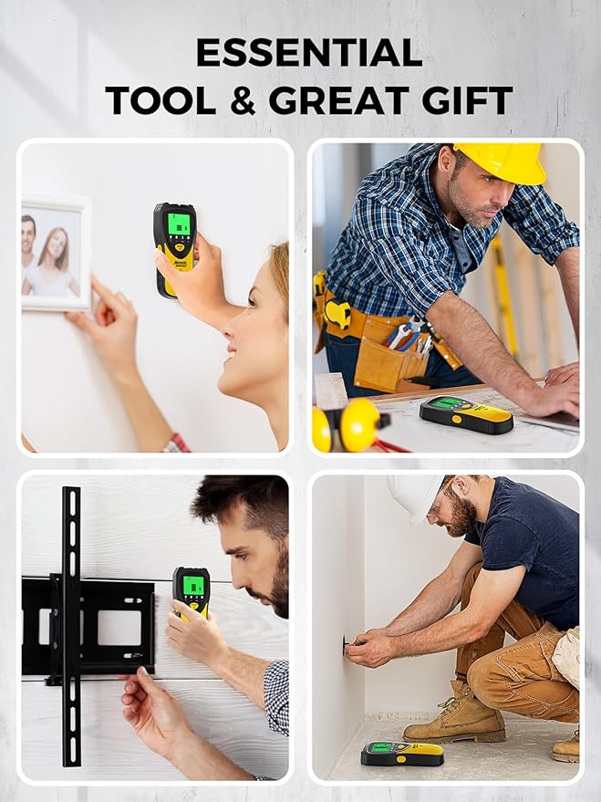 Mecurate 5-in-1 Stud Finder Wall Scanner with LCD Display – Detects Studs, Metal, Live Wires Behind Drywall – Ideal for TV Mounting, Picture Hanging, Shelves & Home Projects