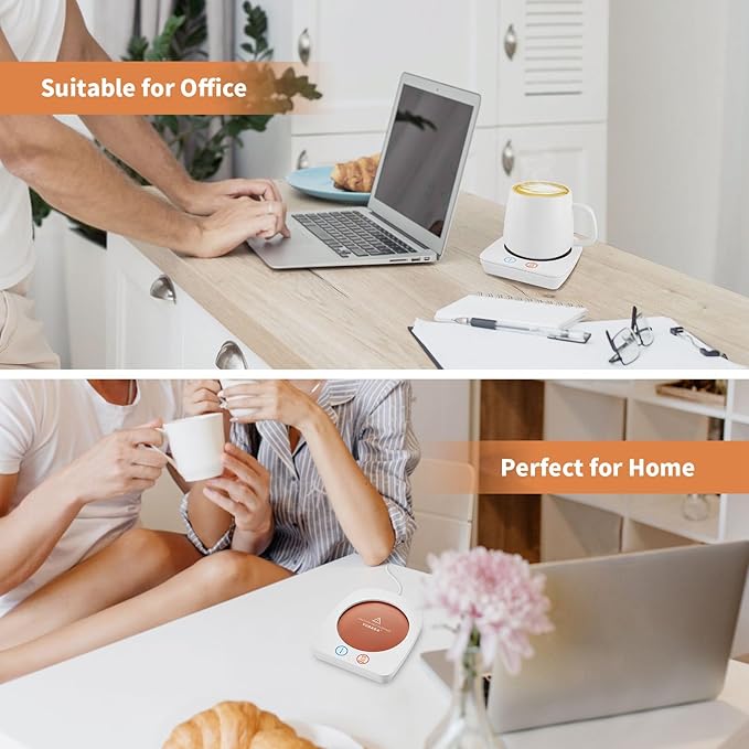 VOBAGA Coffee Warmer & Mug Warmer for Home Office Home Desk Gift Use, 20w Electric Cup Beverage Warmer Plate with 3 Temperature Settings for Tea, Water, Cocoa, Soup with Auto Shut Off After 4 Hours
