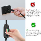 Black 2 Way Extension Cord with On/Off LED Switch, Fiabtool 3 Prong Extension Cord Splitter, Heavy Duty Plug Splitter, SJTW 18AWG 10A/125V, Indoor Use (6.56 Ft, Black)