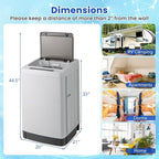 COSTWAY Portable Washing Machine, 11 LBS Full Automatic Portable Washer with 8 Modes, 10 Water Levels, LED Display & Built-In Drain Pump, 1.5 Cu.Ft. Washer & Spinner Combo for Apartment RV (Grey)