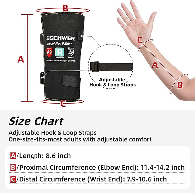 Schwer ANSI A9 Cut & Level 5 Puncture Resistant Arm Sleeves, PM915 High Risk Protection Arm Guards for Biting, Gardening Sleeve Thorn Proof, Tactical Work Sleeves for Law Enforcement Self Defense