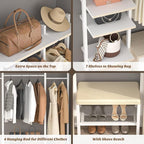 Aheaplus 8FT Closet Organizer Systems with 6-Drawers, 96'' Wood Closet Organizer with Storage for Walk in Closets, Clothing Rack Wardrobe Closet Garment Rack for Hanging Clothes, Bedroom, White Oak