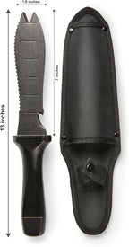 Hori Hori Garden Knife, Traditional Japanese Weeding Tool with ergonomic wooden handle. Hori garden tool with 7'inch blade with case. (Weeder blade)