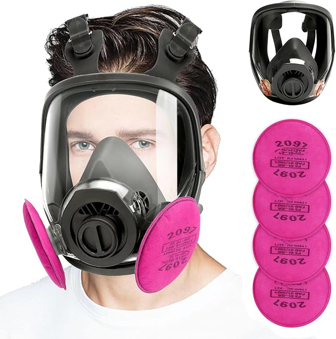 Reusable Half Face and Full Face Gas Mask with Activated Carbon Filter Against Organic Vapor/Dust/Chemical