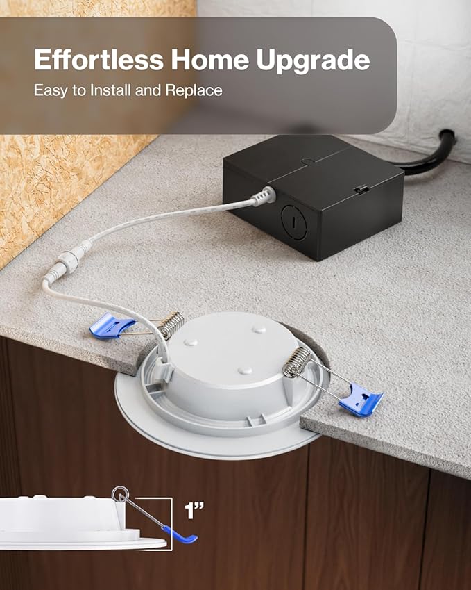 Sunco 24 Pack 6 Inch LED Recessed Light, Ceiling Canless Recessed Lights, Baffle Trim Ultra Thin, 850 LM, 10W, 3000K Warm White, Dimmable, Wafer Thin with Junction Box