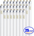 46 Inches F28T5/865/ECO 6500K, T5 28 Watts Fluorescent Light Bulb Daylight, T5 Fluoerscent Tube, Medium Bi-Pin Base, 2550 Lumens CRI 85 25 Pack