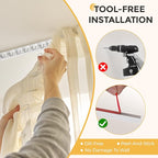 10.8FT Self Adhesive Ceiling Curtain Track No Drill, Curtain Track Ceiling/Wall Mount, Unbendable & Cuttable Track Curtain Rod for RV, Windows, Living Room, Bedroom