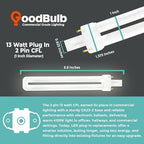 GoodBulb 13 Watt CFL Light Bulbs | 2 Pin GX23 Base 4100K Cool White | 13W High Output 800 Lumens | Single Tube Compact Fluorescent Light Bulbs Plug-in | 10 Pack