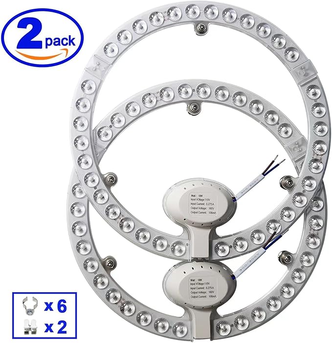 9 Inches LED Circline Light Bulb 18 Watt Replacement for T9 FC9T9 22W, FC10T9 30W, FC12T9 32W Circular Fluorescent Bulb, 6500K Day Light 2200LM, Not Dimmable, 2 Pack