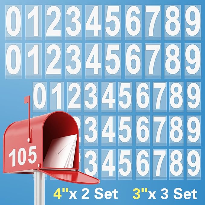 Reflective Vinyl Mailbox Number Decals - Waterproof, Self-Adhesive, Classic Style (3" & 4")
