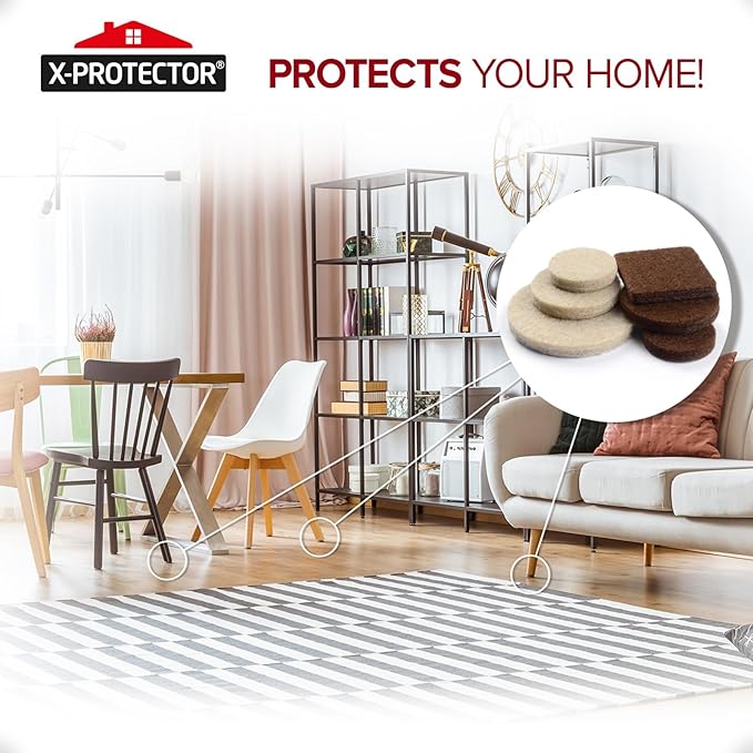 235 pcs Felt Furniture Pads Brown & Beige X-Protector! Huge Quantity of Furniture Pads for Hardwood Floors – Your Ideal Wood Floor Protectors for Furniture. Protect Any Type of Hard Floor!