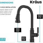 KRAUS Allyn Transitional Industrial Pull-Down Single Handle Kitchen Faucet in Matte Black, KPF-4101MB