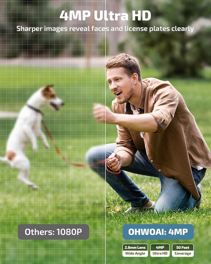 《100% Wire-Free》Wireless Outdoor Security Camera System, Solar Powered WiFi Cameras Systems with PIR Motion Detection, Home Video Surveillance DVR Kits