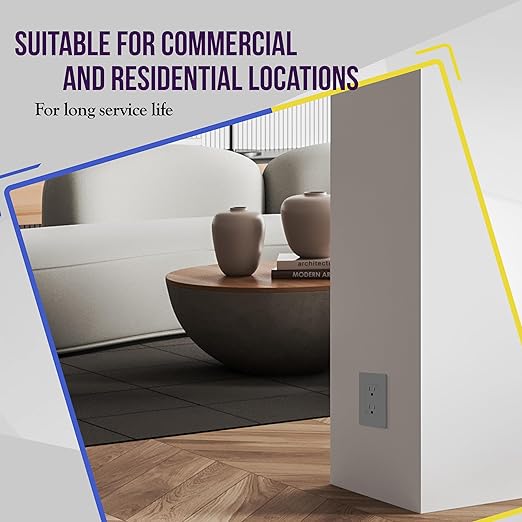 ENERLITES, Gray Decorator Receptacle Outlet, Tamper-Resistant, Residential Grade, 3-Wire, Self-Grounding, 2-Pole, 15A 125V, UL Listed, 61501-TR-GY