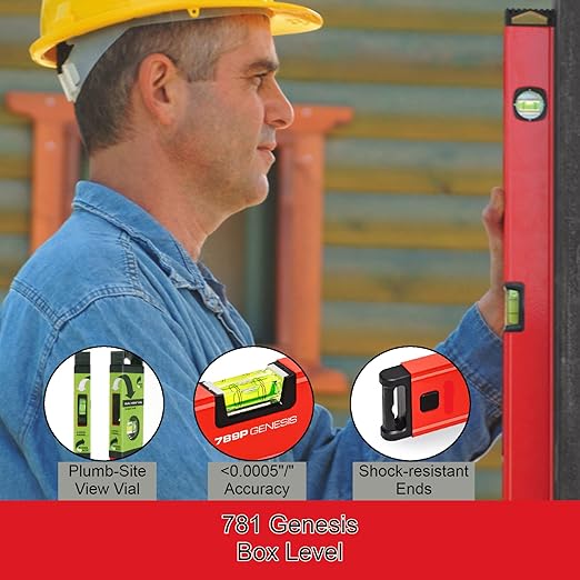Kapro - 781 Genesis Magnetic Box Level - Features Horizontal Vial and Dual-View Plumb Site - VPA Certified - Aluminum - 72 Inch
