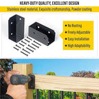 201 Stainless Steel 2" x 4" (Actually 1 ½" x 3 ½") Deck Railing Connector, for Deck Railing, Handrail, Barn and Beam end Connection Installation (12pc-Black)