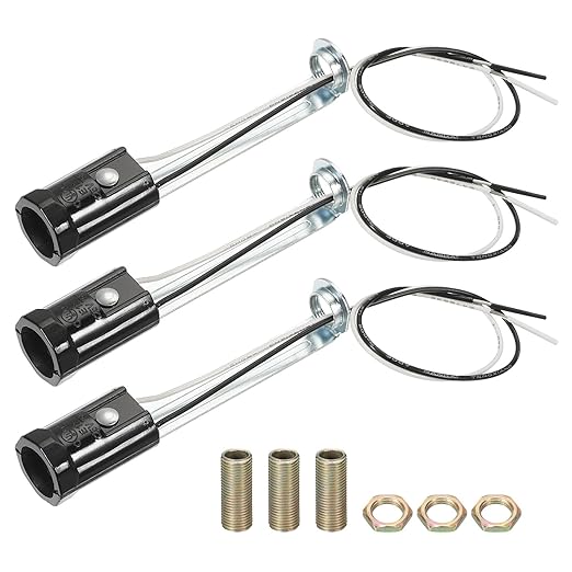 PATIKIL Candelabra Base Lamp Holder Light Socket, 3pcs UL Listed Keyless E12 Bulb Socket with 9.8" Wire Leads for E12 Incandescent LED Light Bulbs, 3.7" Tall