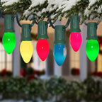 C7 Multicolor Christmas Replacement Bulbs, 25 Pack Ceramic Color Christmas Light Bulbs, Vintage Edison Light Bulbs for C7 Christmas Lights Night Light Candle Chandelier, E12 Candelabra Base, 5 Watt