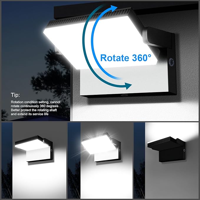 Modern Sleek Flood Lights Outdoor, 120W 5000K Dusk-to-Dawn Photocell with 360° Rotation, 14200LM IP65 Waterproof LED Security Wall Pack for Building,Yard,Driveway (4 Pack)