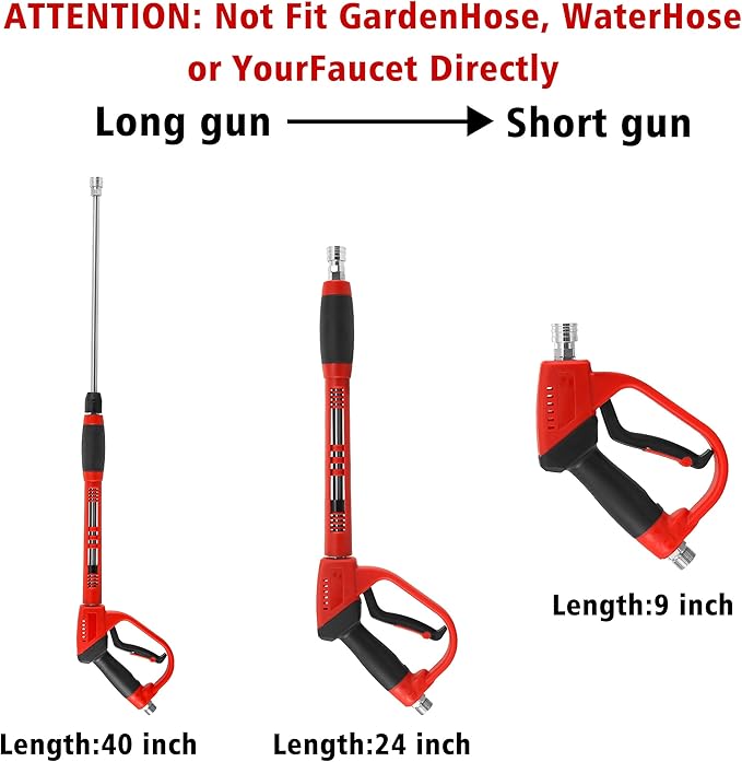 Tool Daily Deluxe Pressure Washer Gun, with Replacement Wand Extension, 5 Nozzle Tips, M22 Fitting, 40 Inch, 5000 PSI