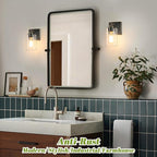 Set of 2 Wall Sconces for Bathroom, Modern Vanity Light Fixtures, Bronze Wall Mount Lighting Lanterns, Farmhouse Wall Lights with Clear Glass Shade for Bedroom Living Room Mirror Hallway Kitchen