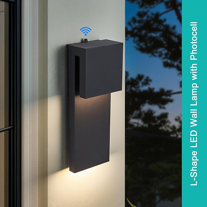 Dusk to Dawn Outdoor Wall Lights 2 Packs,Modern Minimalist Outdoor Fixture Wall Mount,Anti-Rust Sturdy & Sleek Outside Lights for House Porch Garage Patio,3000K 17W Integrated LED