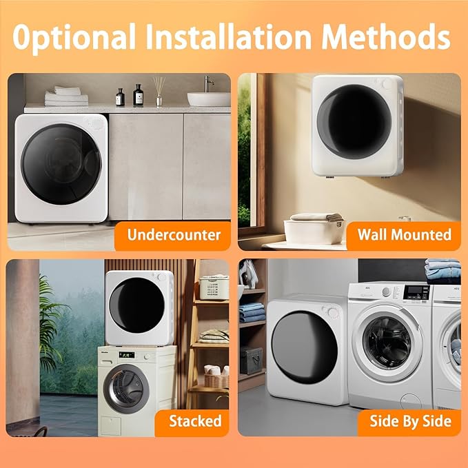 1.5 Cu.Ft Portable Clothes Dryer, 800W Fast Drying Front Load Laundry Dryer with 5 Mode, Mini Electric Clothing Dryer with Stainless Steel Tub, Compact Machine for Apartment, Home, Dorm