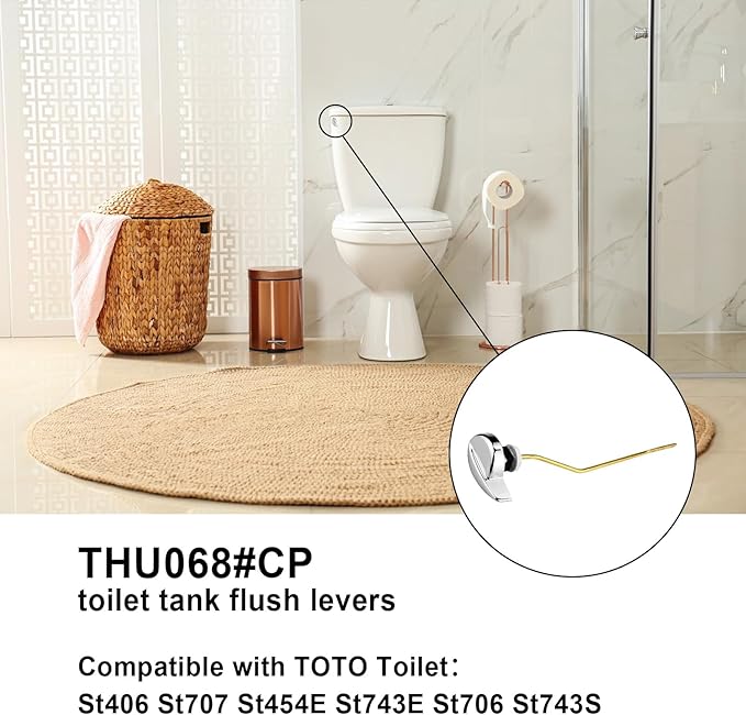 Toilet Handle Replacement Parts Kit,Toilet Flush Tank Lever Handle for TOTO Kohler Toilet Tank,THU068#CP Side Mount Toilet Flush Handle,for TOTO St743S, St454E Toilet Tank