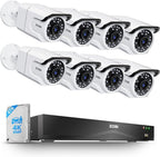 ZOSI 16CH 4K PoE Security Camera System,8pcs 8MP Outdoors Cameras,One-Way Audio,People Counting,Person/Vehicle Detection,Night Vision,16 Port 32CH NVR with 4TB HDD for Home Business 24/7 Recording