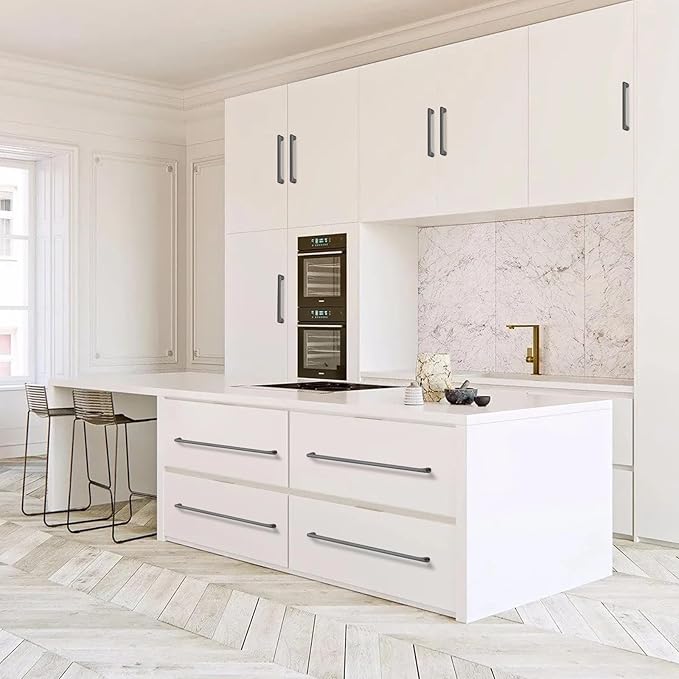 10 Pack 12.6 Inch(320mm) Hole Center Modern Matte Dark Gunmetal Gray Cabinet Pull Handle Timeless Vanity Drawer Pull Handle Classic Cabinet Hardware for Kitchen, Screws Included, Gray(12.6x10)