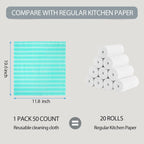 Disposable Dish Cloths,Multi use Reusable Cleaning Cloth,Machine Washable J Cloth,Heavy Duty Handy Cleaning Wipes 11.8" X 19.6" (Green 50 Count)