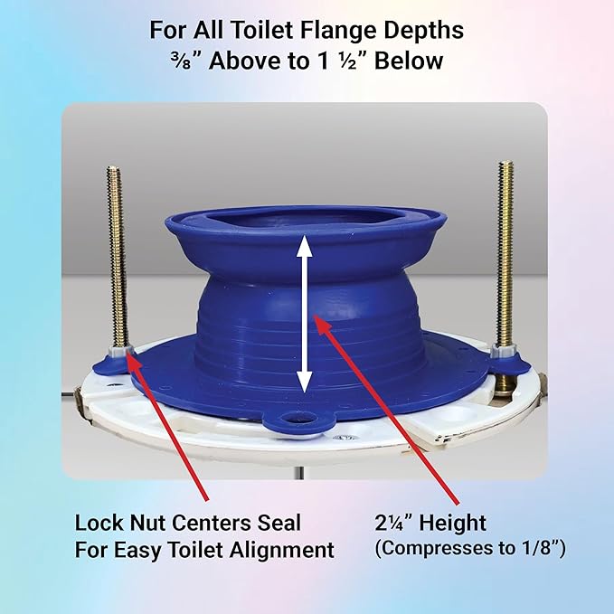 One N Done Toilet Flange Repair Kit – Complete Toilet Wax Ring Replacement Kit – Durable Waxless Toilet Ring – Includes Toilet Flange Bolts and nuts,washers - Toilet Flange Extension Kit (1 Pack)