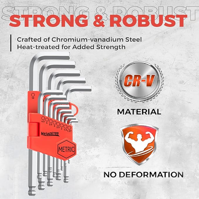 Meiwaltee Allen Wrench Set, 26PCS Metric (1.27-10mm) & SAE (0.05"-3/8") Allen Key Set, L-Hex Key Set With Long Arm Ball End,Visible Size-Marked For Bicycle - Appliance Repair, Furniture Assembly